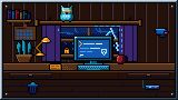Portada del curso PowerShell para ciberseguridad: el mismo cuarto de noche con tormenta en la ventana, una consola azul encendida, una lámpara y un búho vigilando desde la barra de las cortinas.